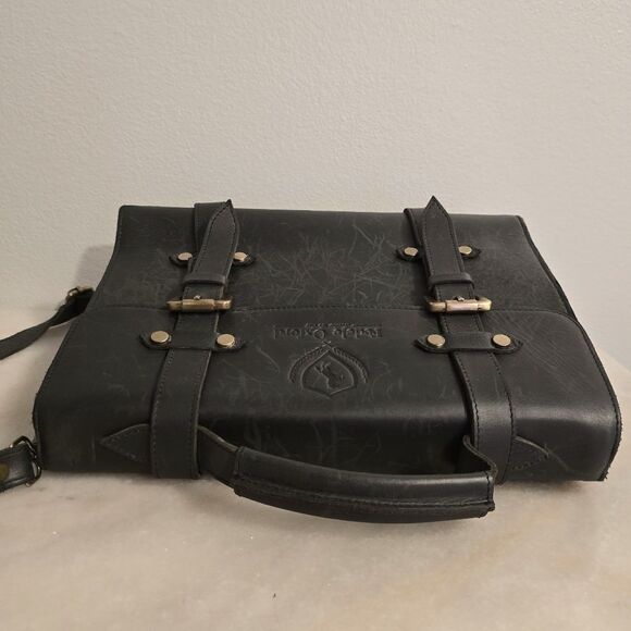 FEDELE OXFORD England Dark Gray Genuine Leather Briefcase Bag Handcrafted - Picture 4 of 12